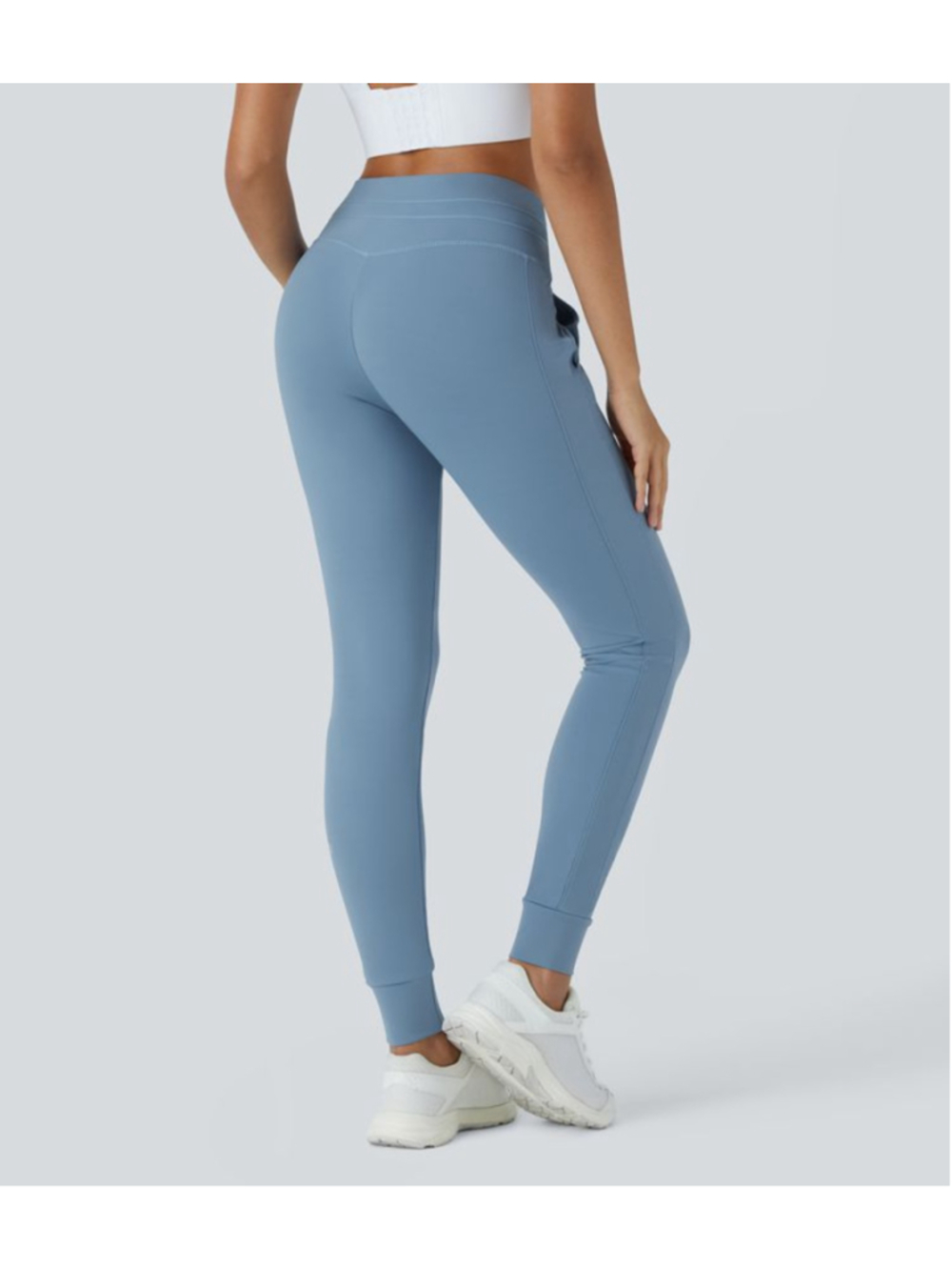 Women's SoftlyZero™ Plush Drawstring Full Length Joggers Gray Blue M Tall - Picture 2 of 13